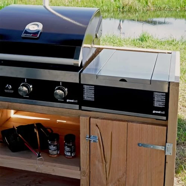 Grandhall Gasgrill Maxim & Elite Einbau Grill, 4,4 kW Edelstahl mit Seitenbrenner, ohne Abdeckhaube – Bild 4