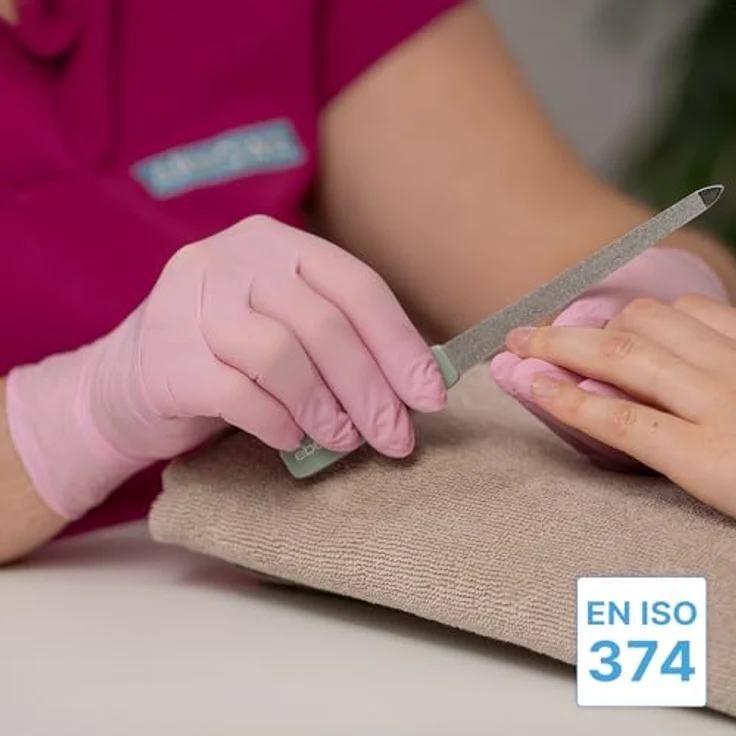 ARNOMED Einweghandschuhe Rosa, 500 Stück Nitril Einmalhandschuhe XS, puderfrei, latexfrei, für Medizin & Kosmetik – Bild 4