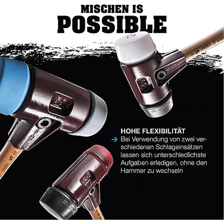 SIMPLEX-Schonhämmer, mit Stahlgussgehäuse und hochwertigen Holzstiel | Ø=30 mm | 3027.030 - Preisvergleich – Bild 6