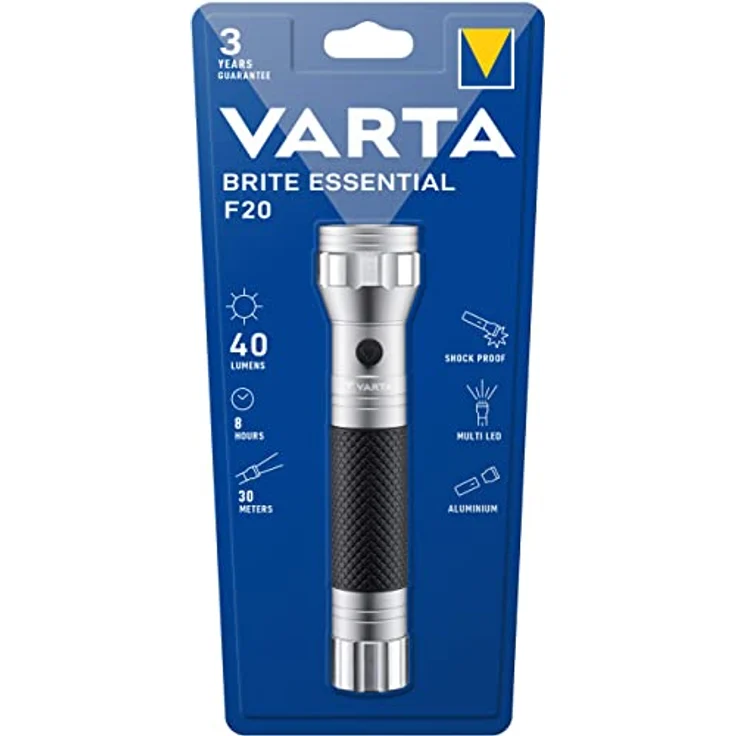 Varta Brite Essential F10 Taschenlampe, silber-schwarz – Bild 3