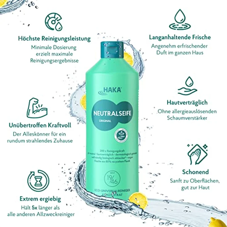 HAKA Neutralseife Original Universalreiniger 1 kg Allzweckreiniger, hochergiebig und pH-neutral – Bild 3