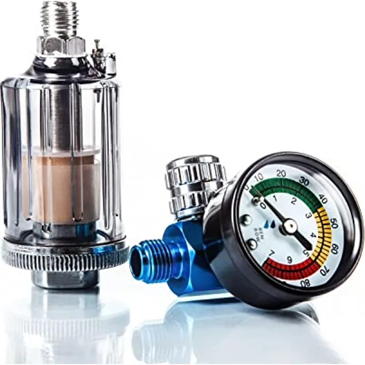 BenBow Luftdruckregler mit Manometer und Öl-Wasser-Abscheider - Filter für Lackierpistolen