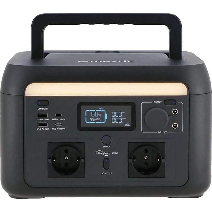 Mestic MISTIC MPS-600, Power Station mit 600 W Nennleistung und 512 WH LifePO4 Batterie, 6.60 kg