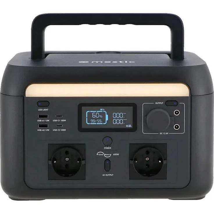 Mestic MISTIC MPS-600, Power Station mit 600 W Nennleistung und 512 WH LifePO4 Batterie, 6.60 kg