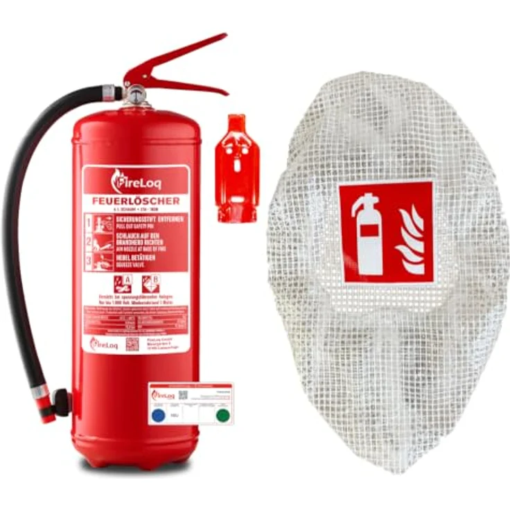 FireLoq® 6L Schaumlöscher 27A | 183B mit Gitterschutzhaube, Prüfnachweis und Manometer für Brandklassen A und B – Bild 1
