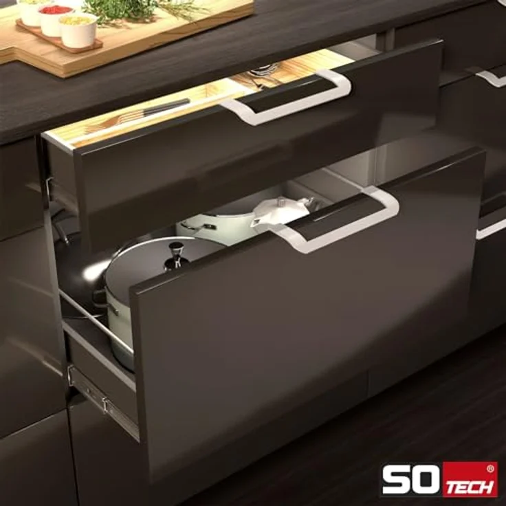 SO-TECH Möbelgriff LYS, 160 mm in weiß matt, 5er Set für Schränke und Schubladen – Bild 5