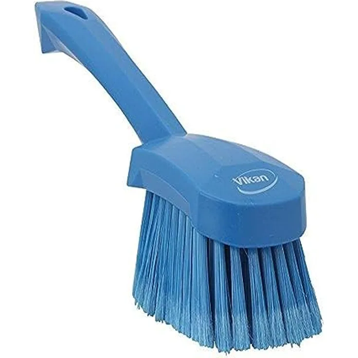 Vikan 41943 Soft/Split Bristles, Washing / Sweeping, Hand Brush, Short Handle, 270mm (Blue)