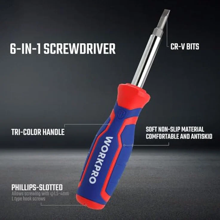 WorkPro Bit-Schraubendreher Set, PH2 und PH1 mit ergonomischem Griff und Chrom-Vanadium-Klingen, 78mm und 65mm Bits – Bild 4