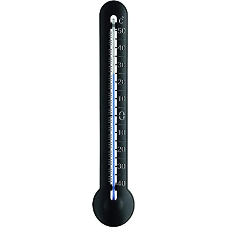 TFA Dostmann TFA 12,3048 – Innen und Außen Thermometer aus Kunststoff, schwarz/Silberprägung – Bild 1