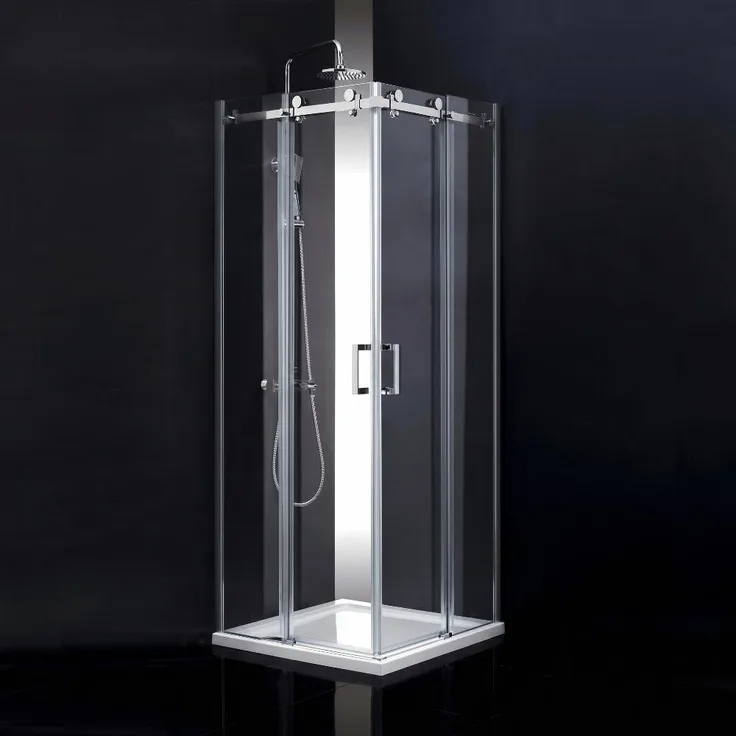 STANO Duschabtrennung ZWOLLE DOBLE, Doppel-Eckeinstieg aus 8 mm ESG-Glas, Chrom, 79.5 - 81.5 cm, Höhe 200 cm, mit Anti-Scale-Behandlung