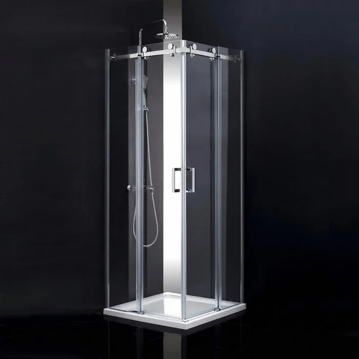 STANO Duschabtrennung ZWOLLE DOBLE, Doppel-Eckeinstieg aus 8 mm ESG-Glas, Chrom, 79.5 - 81.5 cm, Höhe 200 cm, mit Anti-Scale-Behandlung