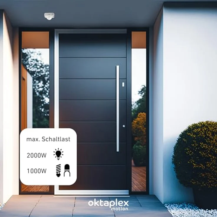 Oktaplex motion Tim Bewegungsmelder, 360 Grad PIR Sensor IP65 für außen, inkl. Fernbedienung, Erfassungsbereich bis 18 m, weiß – Bild 5