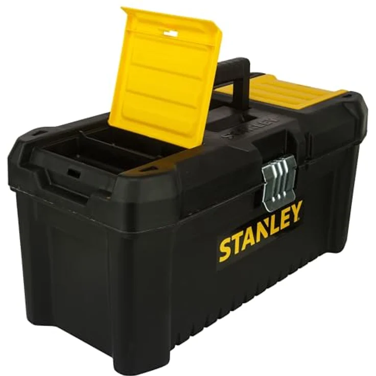 Stanley Werkzeugbox - Werkzeugkasten (16'', 20x19,5x41cm, Werkzeugkoffer mit Metallschließen, stabiler Organizer aus Kunststoff für diverse Werkzeuge, Koffer mit entnehmbarer Trage) STST1-75518 – Bild 4