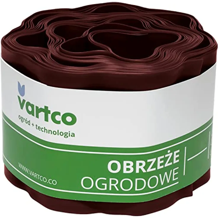 Vartco Rasenkante Gartenzaun Wellige Beeteinfasung Mähkante Garten Palisade Wurzelsperre Kunststoff (Braun, 10cm x9m)
