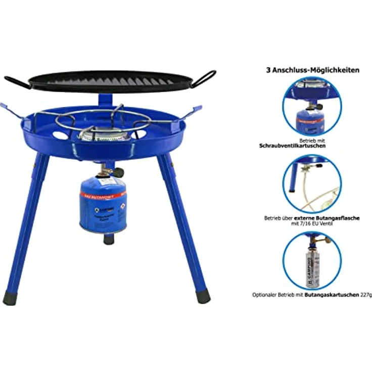 3in1 Camping Gasgrill Gaskocher Campingkocher Herd Gasherd Kochfeld Kocher Grill – Bild 3