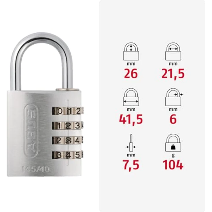ABUS 48806 Aluminium-Zahlenschloss 145-40 titan – Bild 4