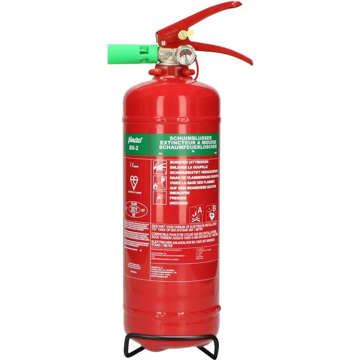 Alecto Schaum-Feuerlöscher BS-2, Hochwertiger Brandbekämpfer für Wohnung und Werkstatt