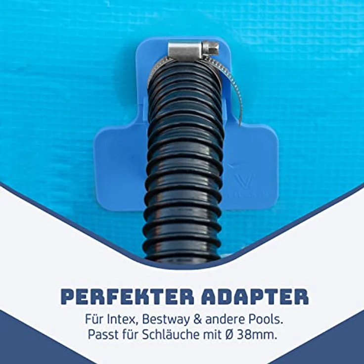 Villkin Poolschlauchhalter 2er-Set, inkl. 2x Schlauchschellen & 2x Kabelbinder, Schutz für Poolschläuche (26-38mm), kompatibel mit Intex & Bestway – Bild 2