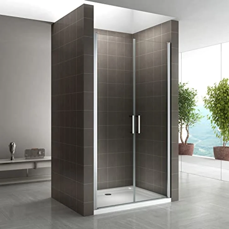 i-flair Duschtür 74-77 cm, 185 cm hoch, aus 6 mm transparentem Sicherheitsglas mit Edelstahlgriffen und magnetischer Dichtung – Bild 8
