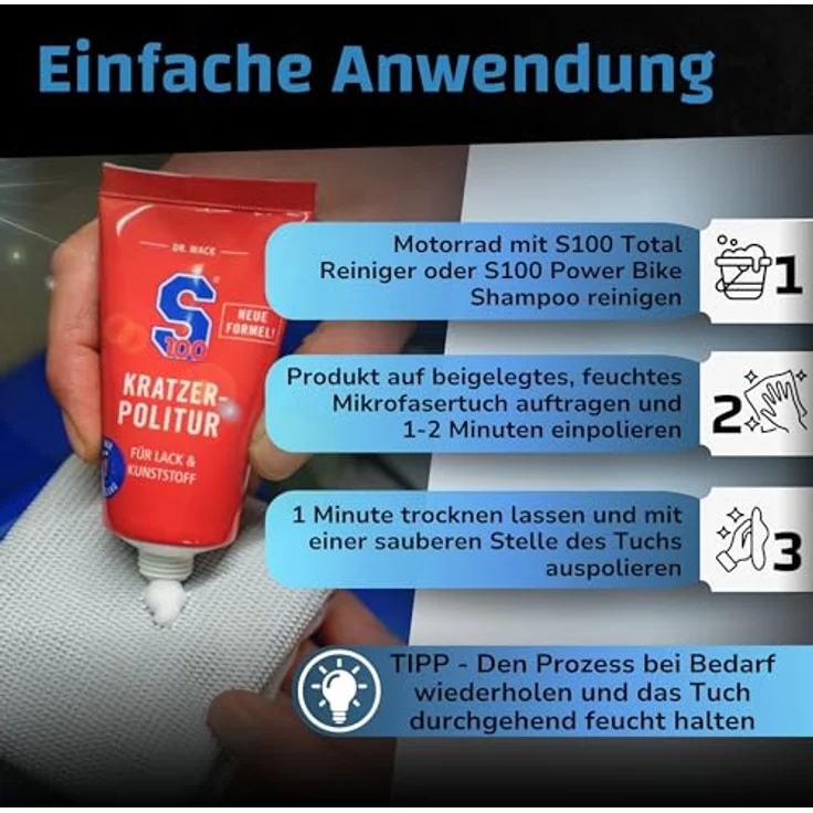 DR WACK Dr. Wack S100 Kratzer-Politur 50 ml Auto-Reinigungsmittel - NEUE FORMEL für noch bessere Kratzerentfernung in nur 1 Arbeitsgang – Bild 5