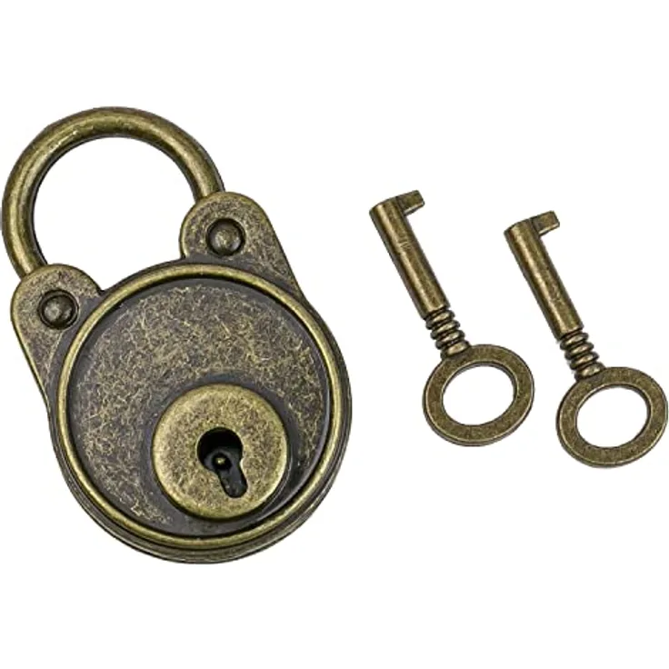 HMF Vintage Deko Vorhängeschloss mit Schlüssel | 4,8 x 3 x 1 cm | Bronze - Preisvergleich