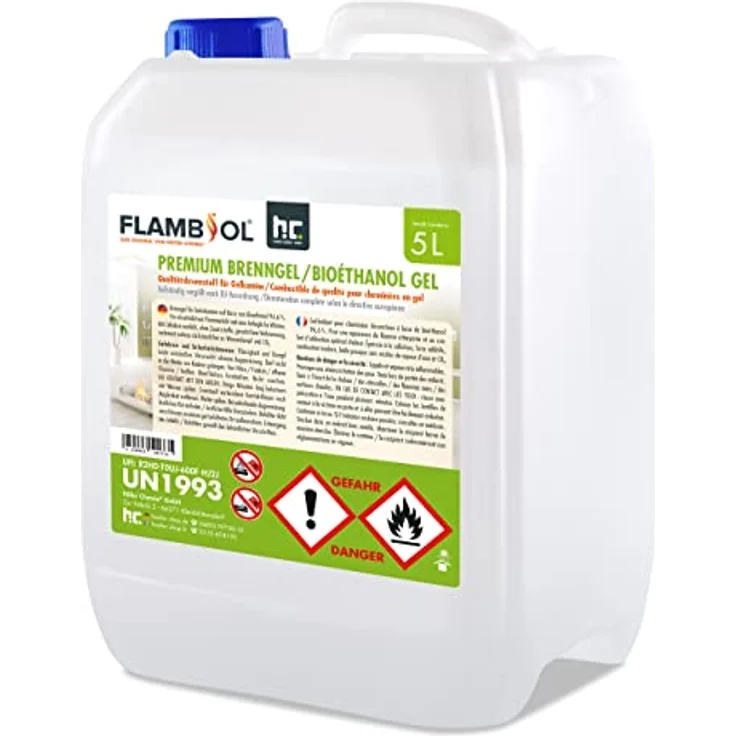 Höfer Chemie 8x 5 L FLAMBIOL® Premium Brenngel - Bioethanol, lange Brenndauer, für drinnen & draußen – Bild 1