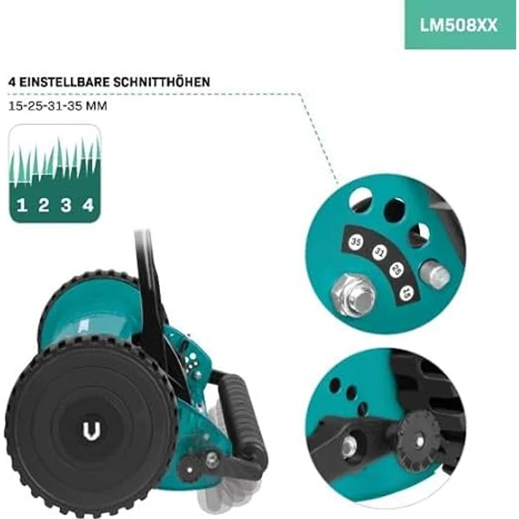 VONROC Spindelmäher manuell, Handrasenmäher mit 40 cm Schnittbreite, Höheneinstellungen, inkl. Wandhalterung & Grasfangkorb für kleine Flächen – Bild 2