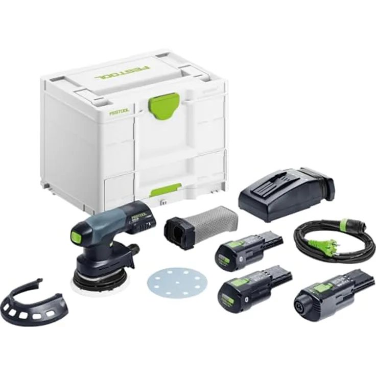 Festool Akku-Exzenterschleifer ETSC 125, 18 V mit 3,0 Ah Akku und PROTECTOR für schonendes Schleifen