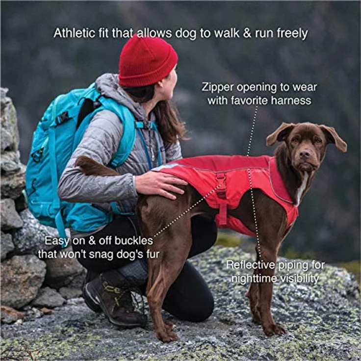 Kurgo North Country wasserdichter Hundemantel, Mit Fleece-Futter, LED-Licht für Nachtsichtbarkeit, Größe L, Schwarz – Bild 2