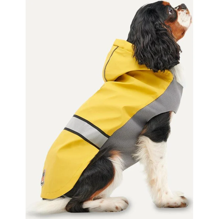 Goo-eez Gooeez Reflective Hooded Raincoat L, wasserdichter Hundemantel in Gelb/Grau mit reflektierendem Besatz und optimierter Passform – Bild 1
