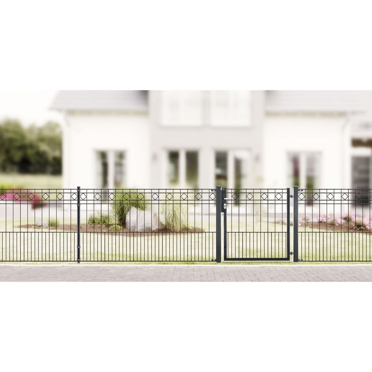 deutsche zauntechnik Drehflügeltor 'Vario Residenz klassik Turin', stabil mit Pfosten und Profilzylinder, anthrazitgrau, 102 x 81 cm