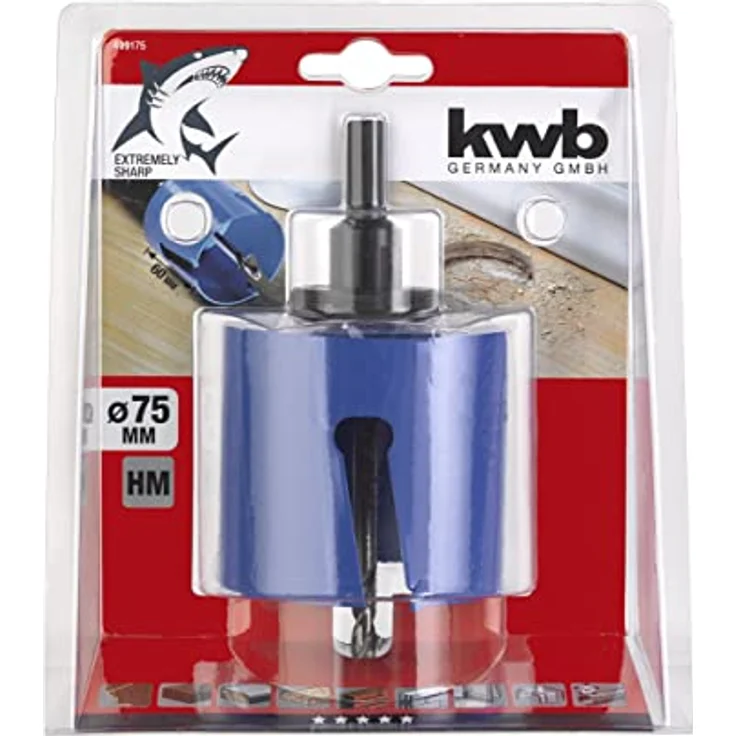 kwb Universal-Lochsäge – 75 mm Durchmesser-Größe, extra scharfe Zähne aus Hartmetall, 8 mm Zentrierbohrer - Preisvergleich – Bild 3