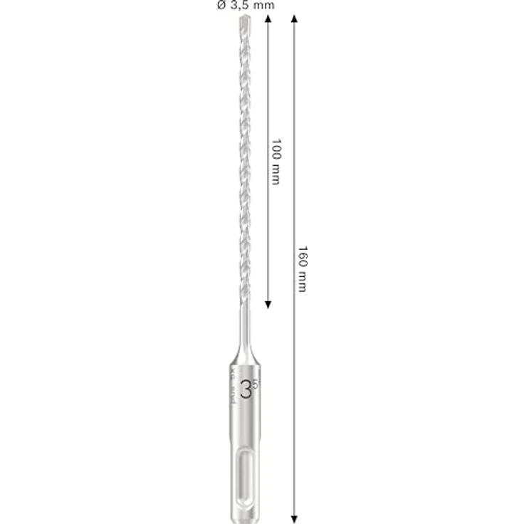 Bosch PRO SDS plus-5X Hammerbohrer für Stahlbeton und Beton, Ø 3,50 mm, lange Lebensdauer, 3,5×100×160 mm – Bild 3