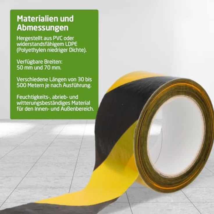 Amig Absperrband Gelb-Schwarz, 200 m x 70 mm, nicht selbstklebend, wasserfest, flexibel zur Gefahrenkennzeichnung und Warnmarkierung – Bild 5