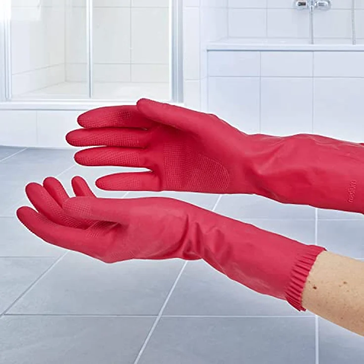 Spontex Everyday Haushaltshandschuhe, für angenehmen Tragekomfort und sicheren Halt, mit Baumwollbeflockung, pink, Größe L, 10 x 1 Paar – Bild 5