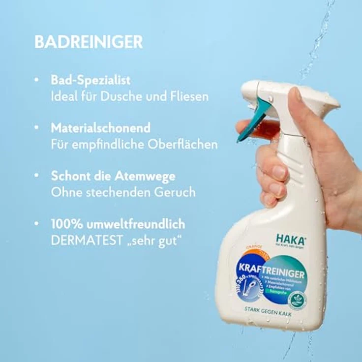 HAKA Kraftreiniger Spray 500ml, Badreiniger mit natürlicher Milchsäure, biologisch abbaubar und materialschonend – Bild 3