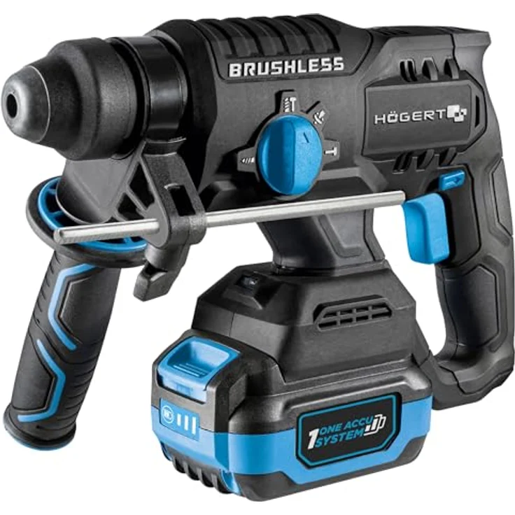HÖGERT TECHNIK Bürstenloser Akku-Bohrhammer Set 18V, 2,0 J Schlagenergie, Meißelfunktion, 4,0 Ah Akku, 4A Ladegerät, Metallgetriebe, LED, für Beton & Metall – Bild 2