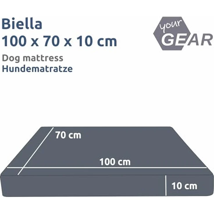 your GEAR Biella 100x70x10 cm orthopädisches Hundebett, Hundematte, Hundekissen, Oeko-TEX, waschbar – Bild 2