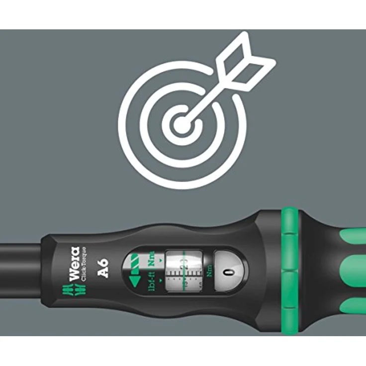 Wera 05075605001 Click-Torque A 6 Drehmomentschlüssel mit Umschaltknarre, Schwarz, Grün, 1-4'' Sechskant, 2.5-25 Nm – Bild 4