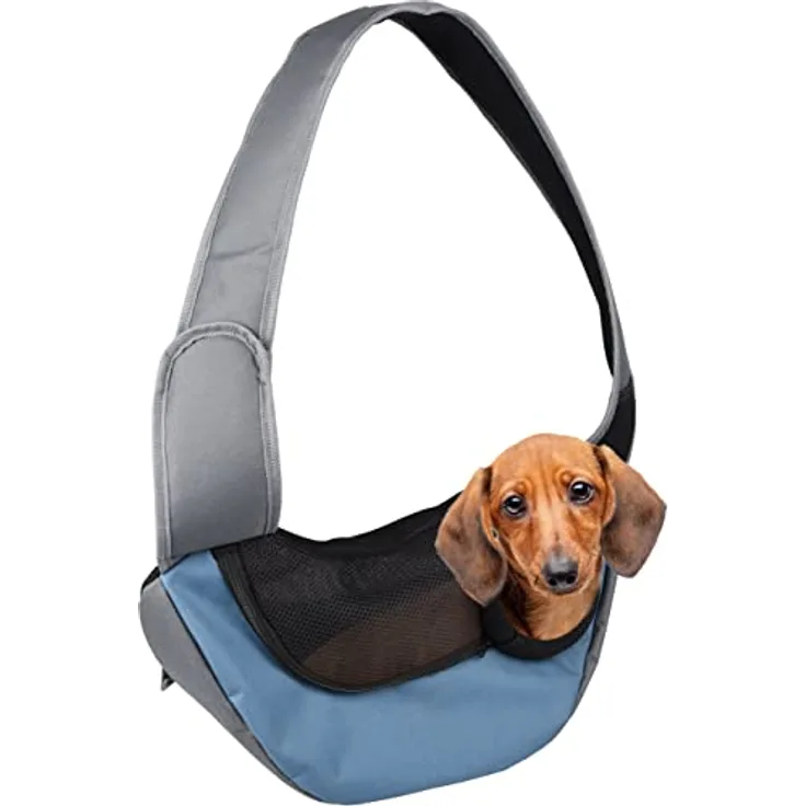 Flamingo SLING CARRIER YUMPA, Hundemantel in Grau/Blau, 50x18x25 cm, leicht und komfortabel
