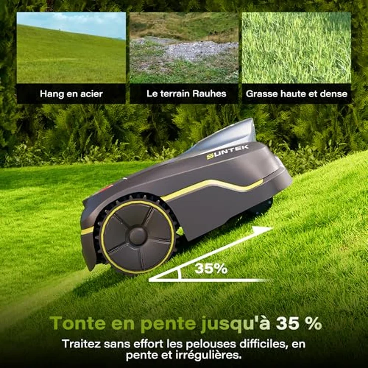 Suntek Mähroboter SRM2060, 600 m², Schnittbreite 20 cm, kamera-gestützte Navigation, intelligente Hinderniserkennung, App-Steuerung – Bild 3