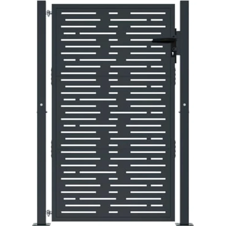 vidaXL Gartentor Anthrazit 105x130 cm Stahl Quadratisches Design Abschließbar – Bild 3