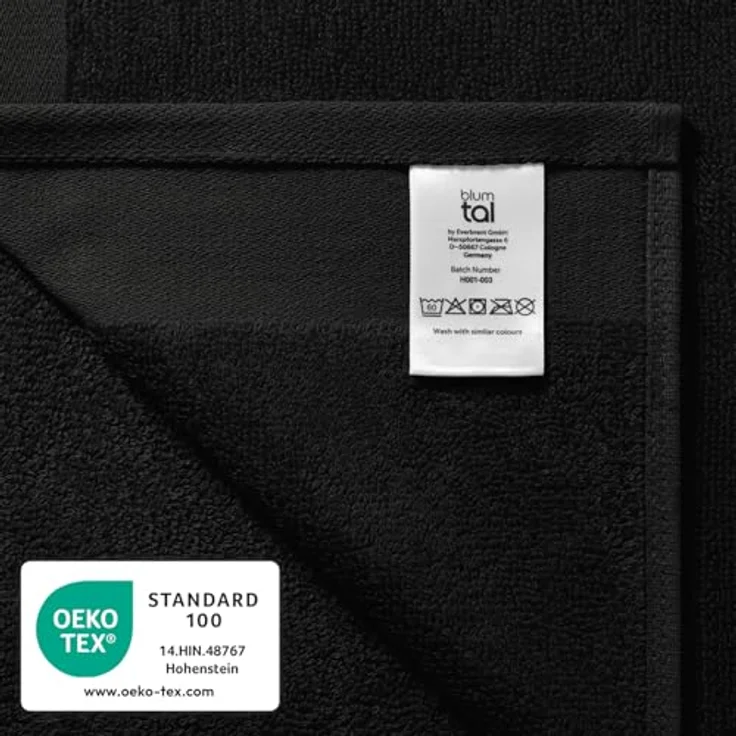 Blumtal Saunatuch, Schwarz, 80x200 cm, Oeko-Tex® Standard 100, 100% Baumwolle, 500 g/m², weich und formstabil – Bild 7