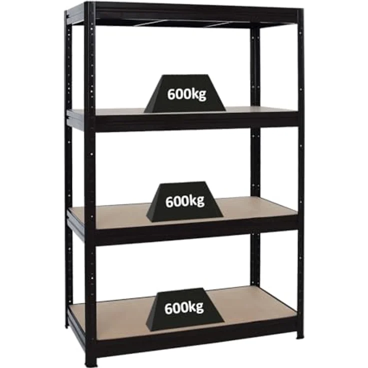 PROREGAL Schwerlastregal Dino 180x120x60 cm Fachlast 600kg Schwarz, Garagenregal, Lagerregal, Steckregal, Kellerregal – Bild 1