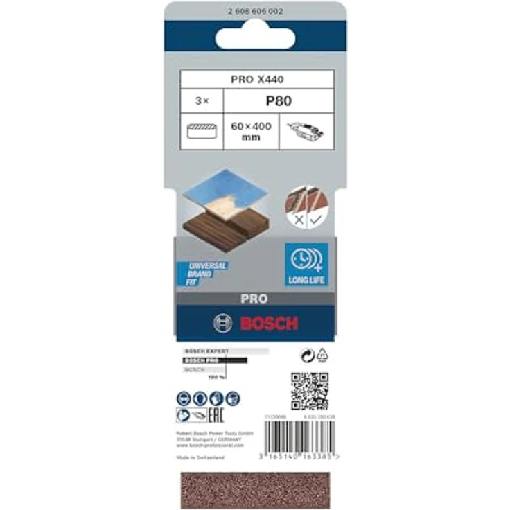 Bosch Professional Schleifband für Bandschleifer Holz und Farbe Best for Wood and Paint (3 Stück, Körnung 80, X440) – Bild 4