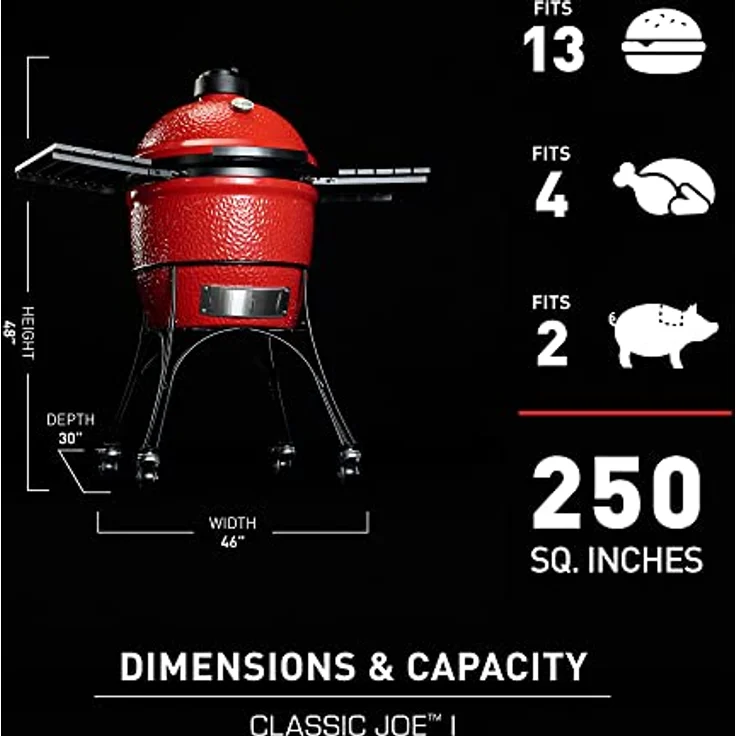 Kamado Joe KJ23RH HolzkohlegrillClassic Joe red, aus Keramik, rot, – Bild 3