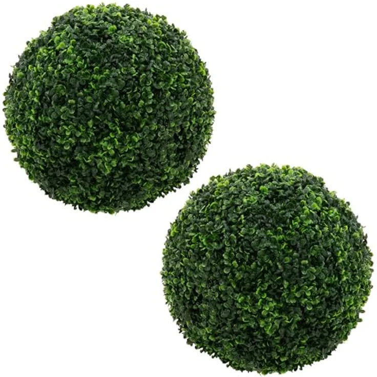 ML DESIGN modern living 2er Set Künstliche Buchsbaumkugel Ø35 cm, UV-beständige Kunstpflanze, Pflegeleichte Deko für Wohnzimmer, Büro & Garten – Bild 1