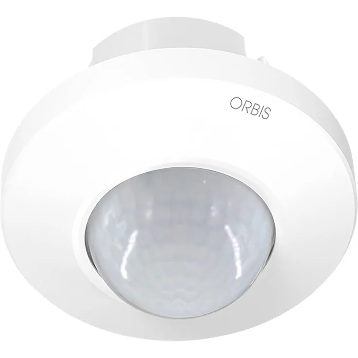 ORBIS Zeitschalttechnik OB137812, Unterputz/Aufputz PIR-Bewegungsmelder 360°, Weiß, IP20/IP54, 24m Erfassungsdurchmesser, Lernmodus