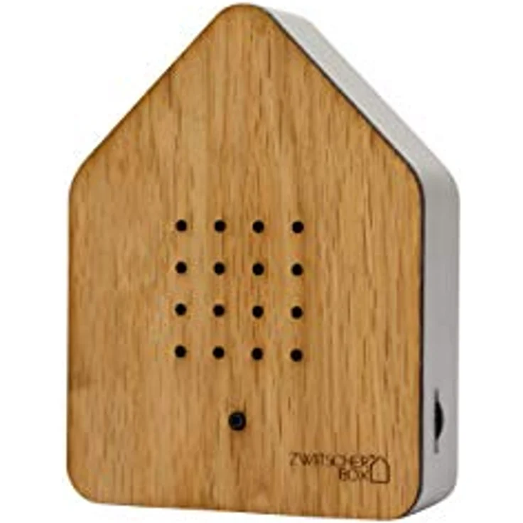 Zwitscherbox Holz, Eiche-Weiß, 11 x 12 x 3 cm – Bild 2