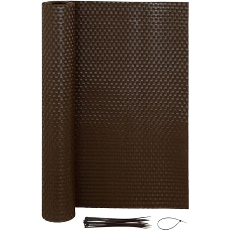 Jardinion Sichtschutzmatte Rattan Optik, 1 x 5m, blickdicht, braun, wetterfest und UV-beständig – Bild 1